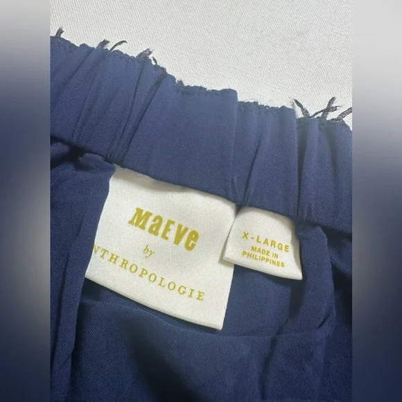 NWT Maeve Miranda Midi Skirt Womens Textured Navy Pull On Ladies XL Anthro - Picture 6 of 10